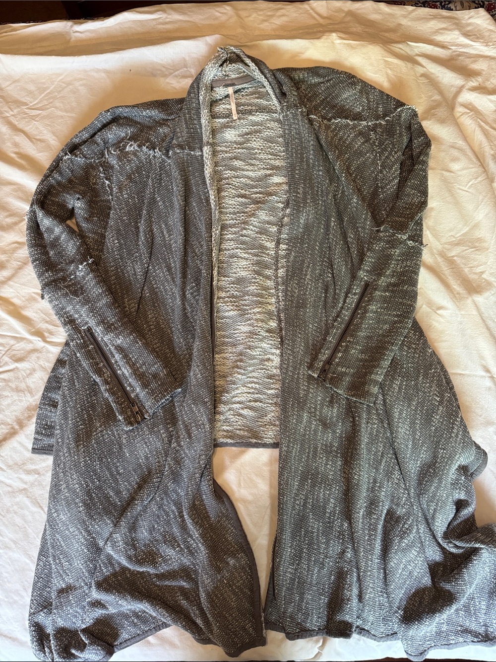 Free People Gray and White Marled Knit Sweater